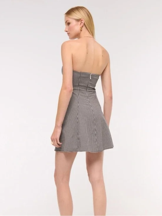 Abercrombie & Fitch Mila Gingham Mini Dress in Black/White - S - Picture 4 of 8